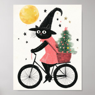Poster Bruxa Negra Pedra de Bicicleta e Feliz Natal