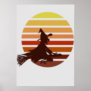 Poster bruxa no sol, diversão do halloween