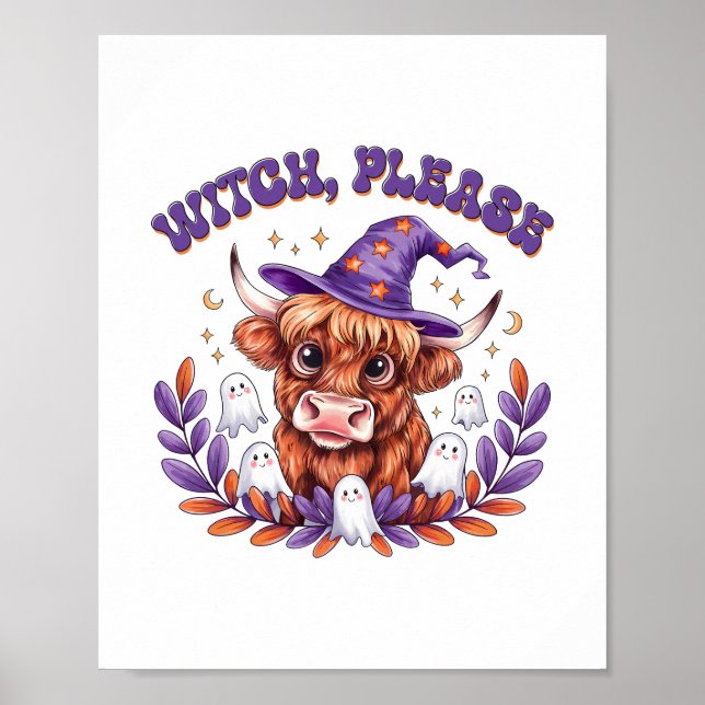 Poster Bruxa, por favor, Highland Cow Halloween (Frente)