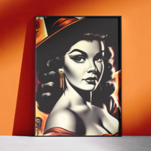 Poster Bruxa Retro Pin-up