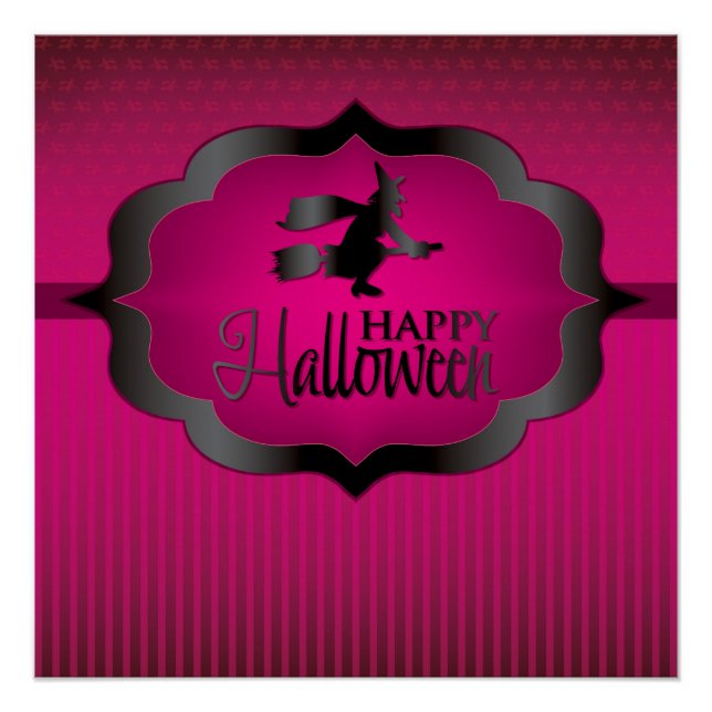 Pôster Bruxa rosa-do-Halloween (Frente)
