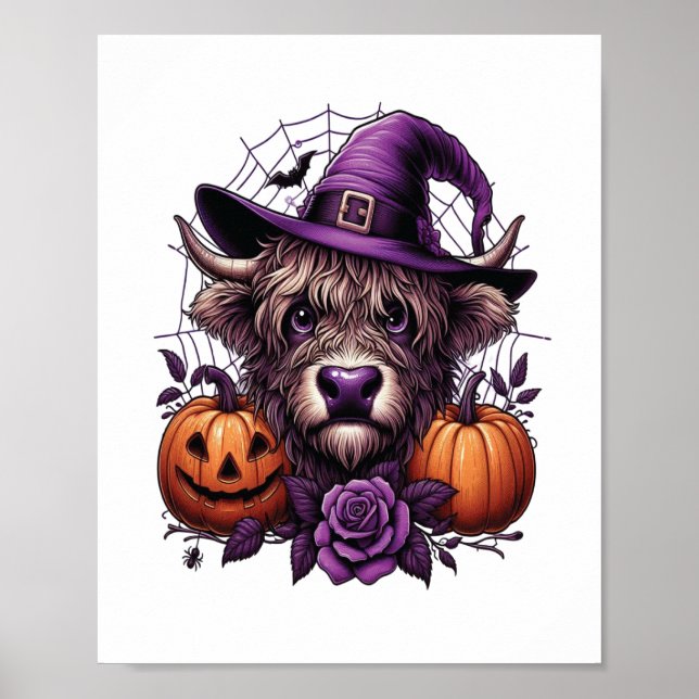 Poster Bruxa Vaca Highland Halloween (Frente)