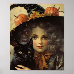 Poster Bruxa Vintage e Dia das Bruxas Negras