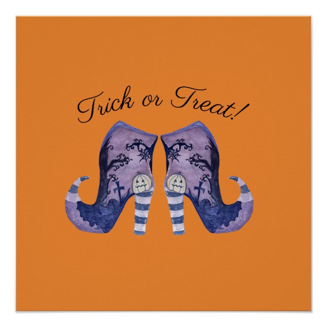 Pôster Bruxa Whimsical Boots Halloween (Frente)