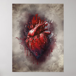 Poster Bruxaria | Coração com Derrame Sangrento Vermelho