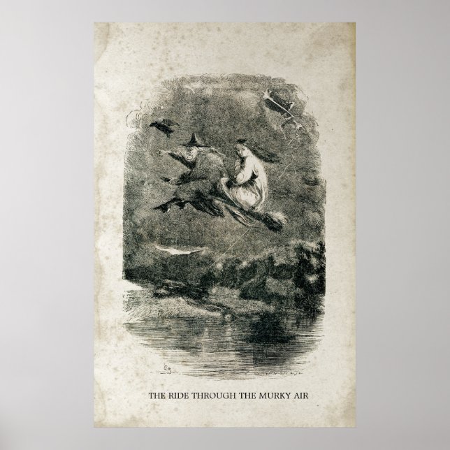 Poster Bruxas Antigas do Dia das Bruxas nas Vassouras (Frente)