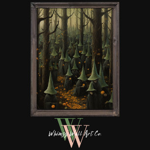 Poster Bruxas de Halloween na Arte Gótica Florestal Escur