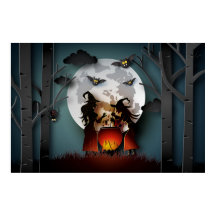 Bruxas de Recorte de Papel na Floresta