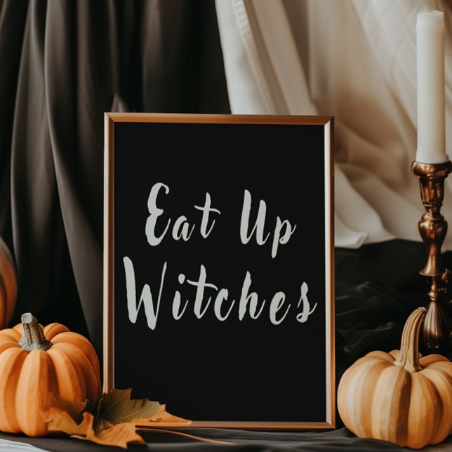 Poster Bruxas Devoram Halloween Chic Mesa de Alimentos (Criador carregado)