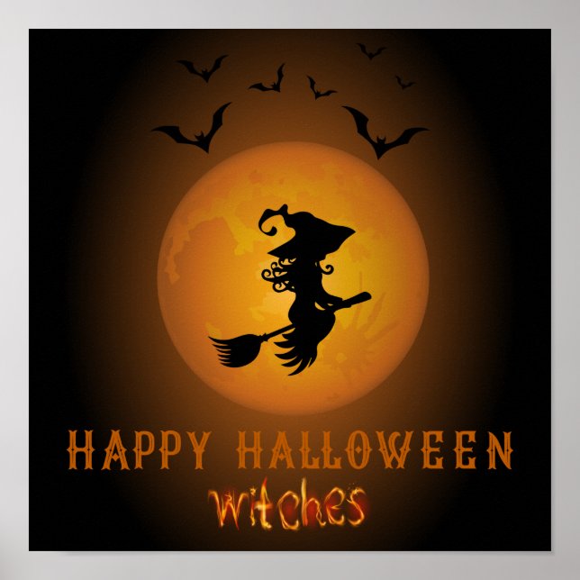 Poster Bruxas Felizes de Halloween (Frente)