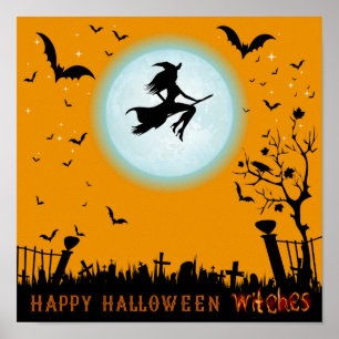 Poster Bruxas Felizes de Halloween