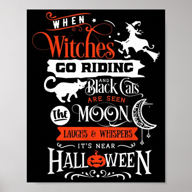 Poster Bruxas Gatos Pretos E Lua Halloween (Frente)