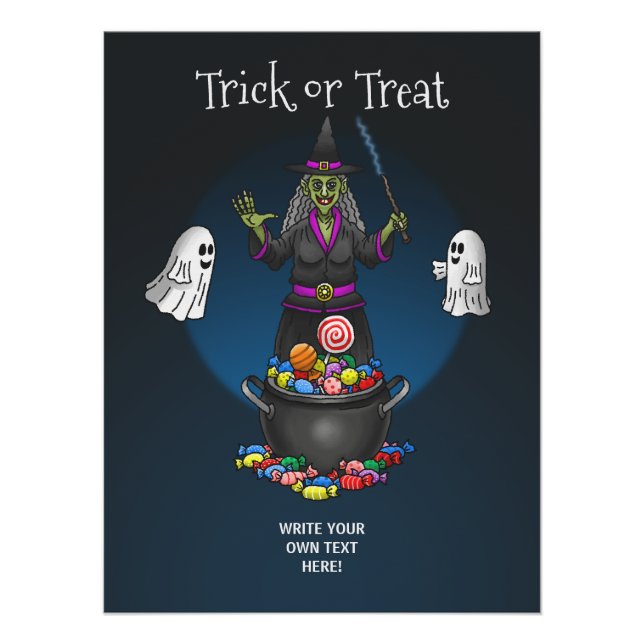 Pôster Bruxas Verdes e Fantasmas Trick ou Tratem Hallowee (Frente)