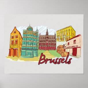 Poster Bruxelas, Bélgica Cidade Famosa