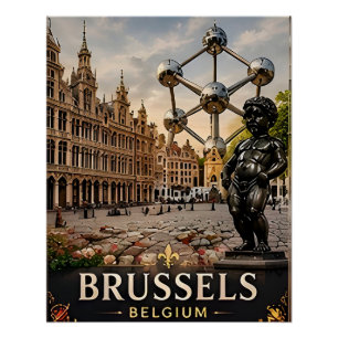 Pôster 🧲 Bruxelas Bélgica Memória de Férias Para Recorda