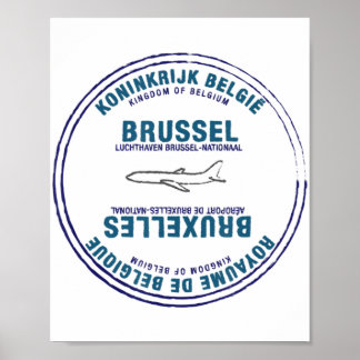 Poster Bruxelas Bélgica Passaporte de Vaga de Carimbo Via