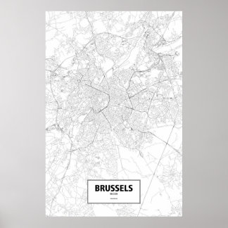 Pôster Bruxelas, Bélgica (preto a branco)