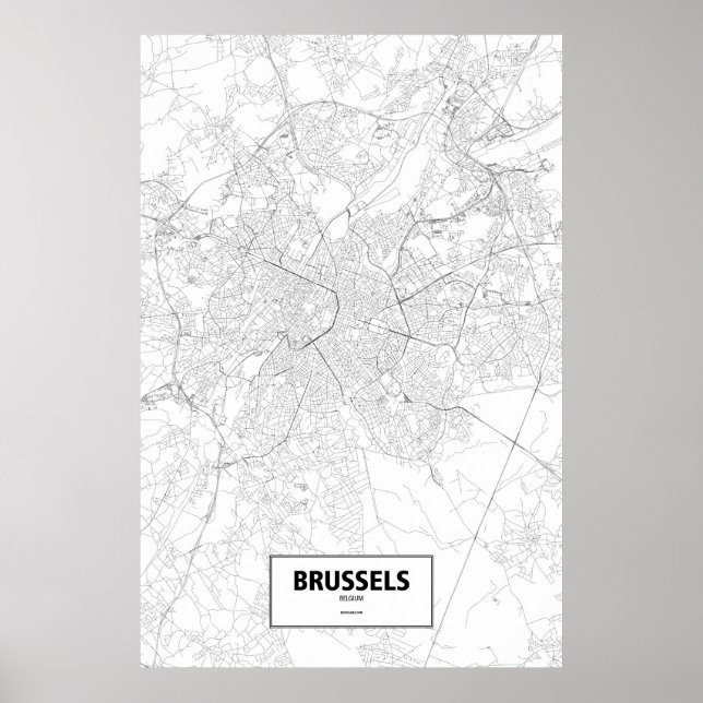Pôster Bruxelas, Bélgica (preto a branco) (Frente)
