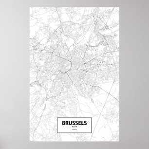 Pôster Bruxelas, Bélgica (preto no branco)