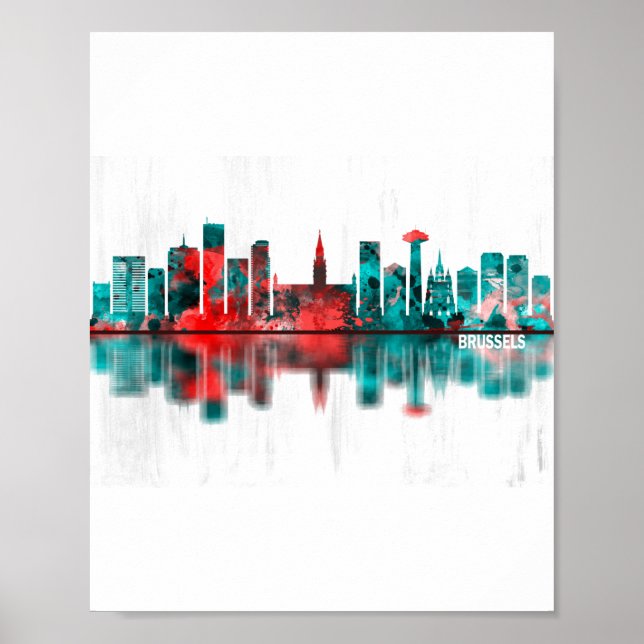 Poster Bruxelas Bélgica Skyline (Frente)