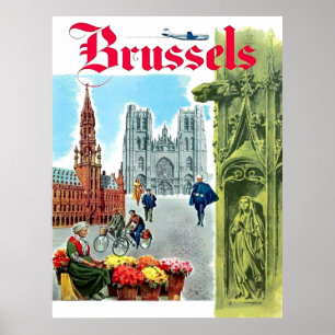 Poster Bruxelas, centro da cidade, Bélgica.Viagens vinta