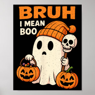 Poster Bruxo de Halloween Fantasma Boo Caveira Abóbora Mu