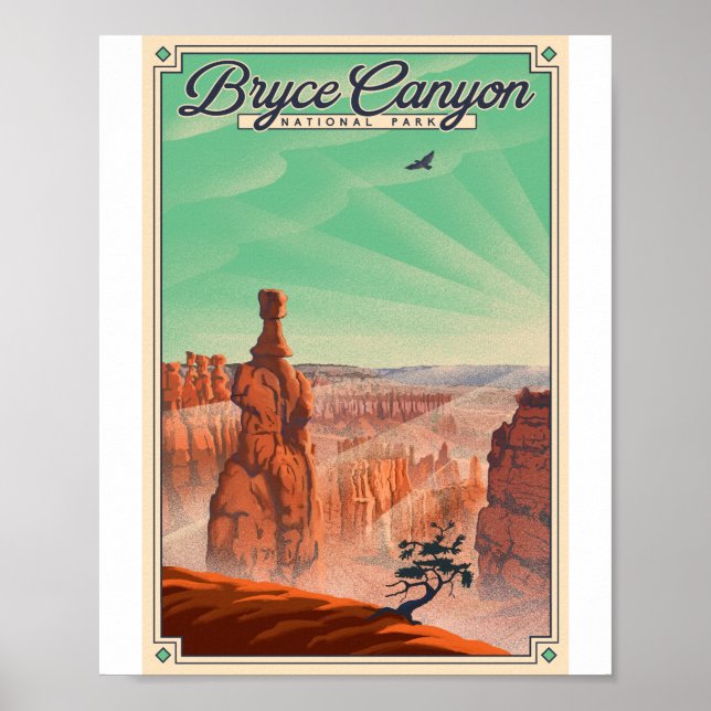 Poster Bryce Canyon National Park Litho Trabalho de arte (Frente)