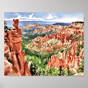 Poster Bryce Canyon National Park Watercolor