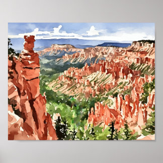 Poster Bryce Canyon National Park Watercolor