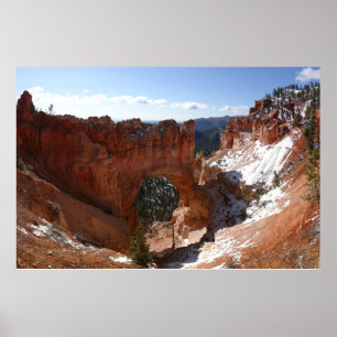 Pôster Bryce Canyon Natural Bridge Snowy Landscape Foto
