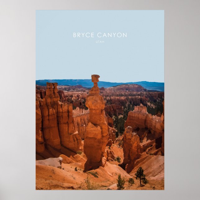 Poster Bryce Canyon, Utah Viagem Trabalho de arte (Frente)