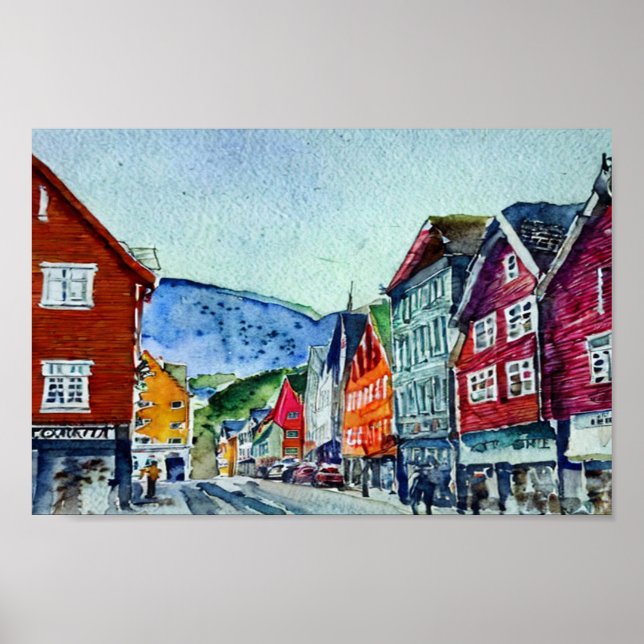 Poster bryggen bergen norway (Frente)