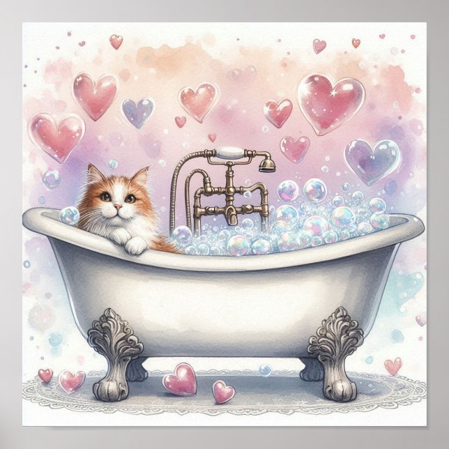 Poster Bubble Bath Cat (Frente)