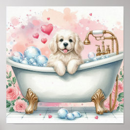 Poster Bubble Bath Dog
