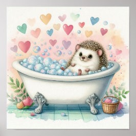 Poster Bubble Bath Hedgehog