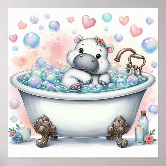 Poster Bubble Bath Hippo (Frente)