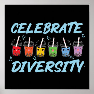 Poster Bubble Boba Tea Celebra a Diversidade do Orgulho L