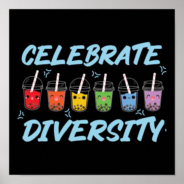 Poster Bubble Boba Tea Celebra a Diversidade do Orgulho L (Frente)