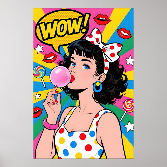 Poster Bubble Gum Girl Pop Art (Frente)