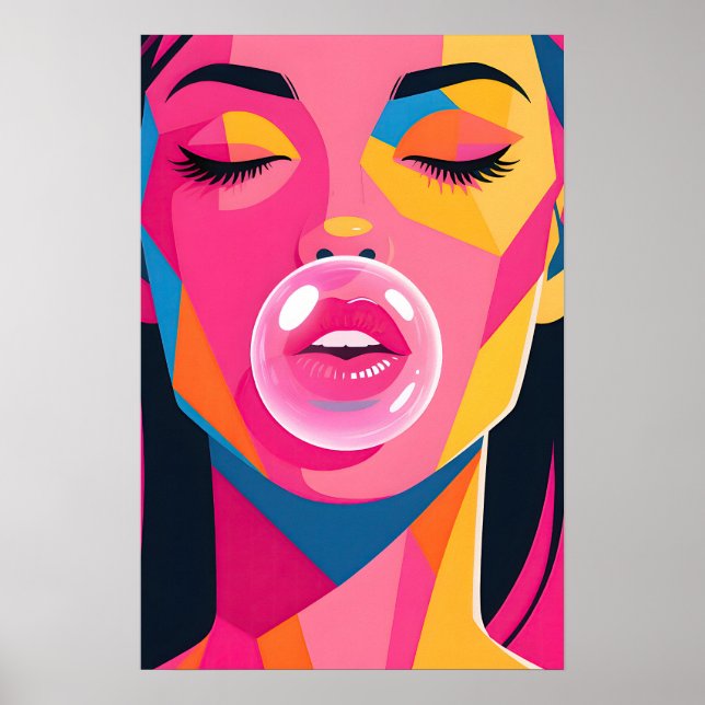 Poster Bubble Gum Girl Pop Art (Frente)