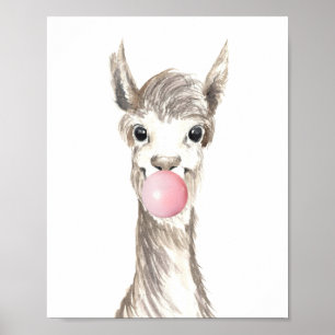 Poster Bubble Gum Llama Alpaca Nursery Child