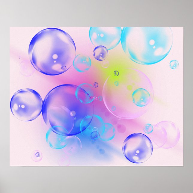 Poster BUBBLES - Imagem Abstrato colorida da arte fractal (Frente)