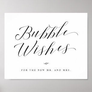 Poster Bubbles Newlywed Send Off Calligraphy Wedding Sign