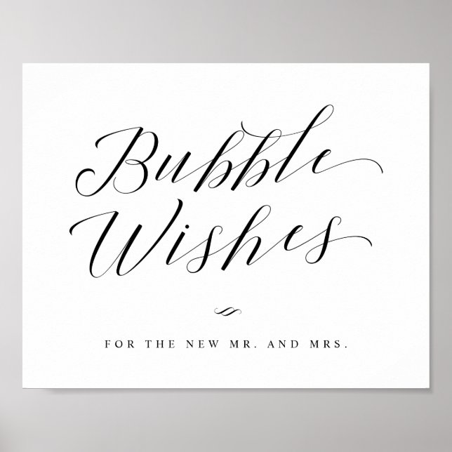 Poster Bubbles Newlywed Send Off Calligraphy Wedding Sign (Frente)
