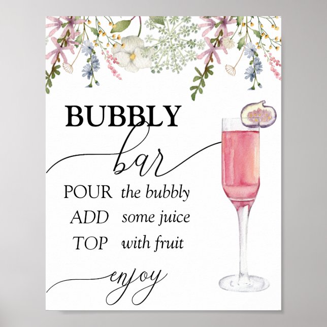 Poster Bubbly Bar | Flor de Campo Chic (Frente)