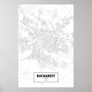 Pôster Bucareste, Romania (preto no branco)
