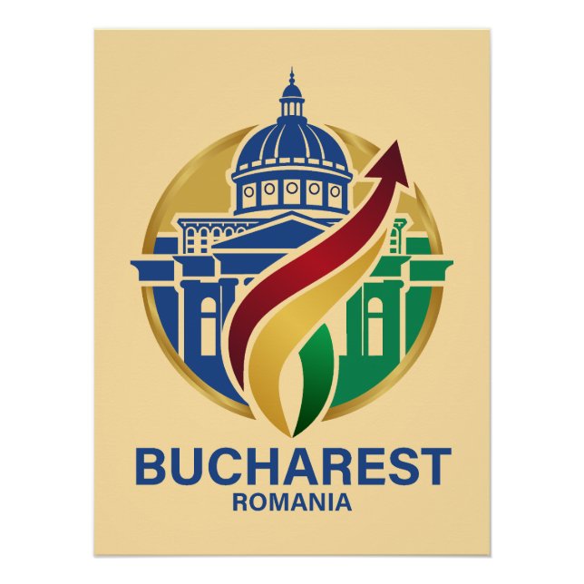 Pôster Bucareste Romênia Europa Oriental (Frente)