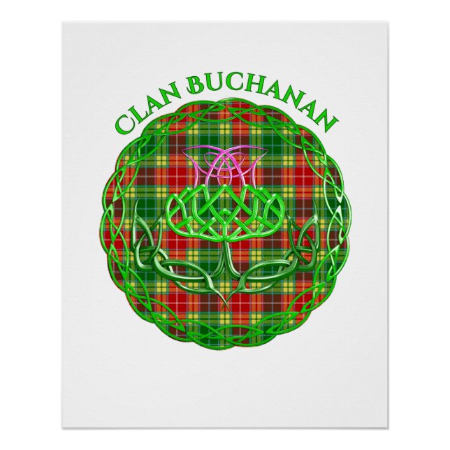 Pôster Buchanan Scottish Tartan Celtic Thistle (Frente)