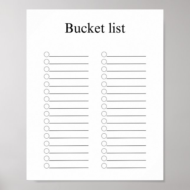 Poster Bucket list (Frente)