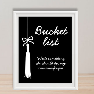 Poster Bucket List Coquette Black & White Graduation Sign